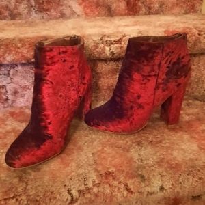 Red velvet heels